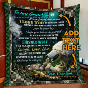 Personalized Wolf Boy Quilt Blanket  Size Single, Twin, Full, Queen, King, Super King