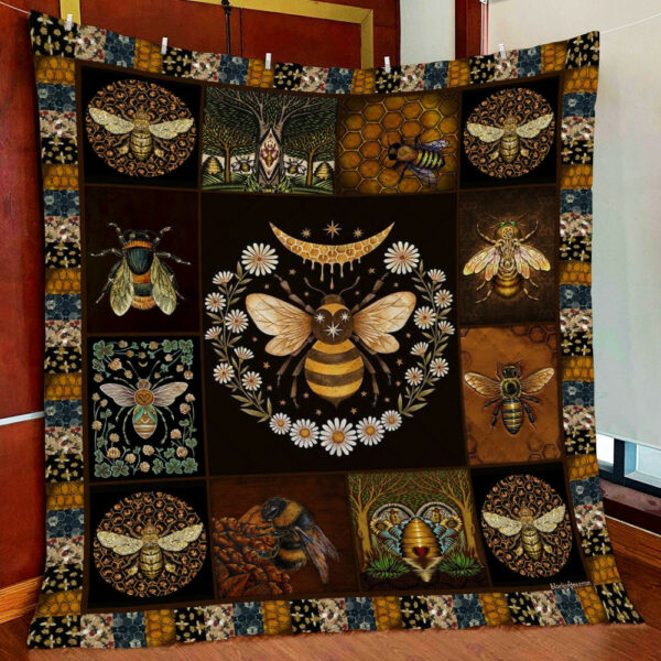 Bee Quilt Blanket  Size Single, Twin, Full, Queen, King, Super King