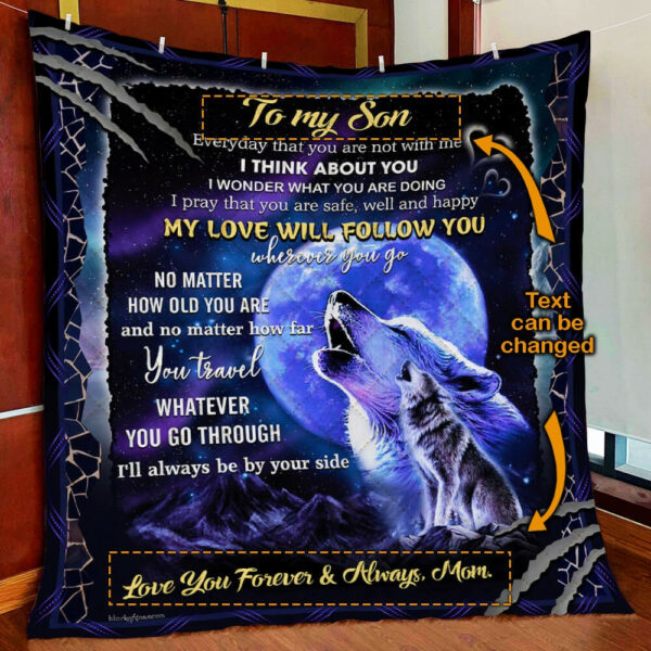Personalized My Wolf Quilt Blanket  Size Single, Twin, Full, Queen, King, Super King