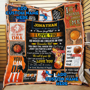 Personalized Basketball, Believe In Yourself Quilt Blanket  Size Single, Twin, Full, Queen, King, Super King