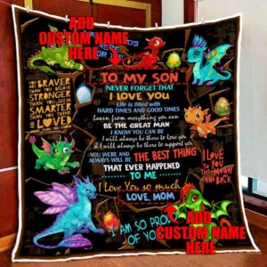 Personalized To Son. Grandson. Baby Dragon Quilt Blanket  Size Single, Twin, Full, Queen, King, Super King