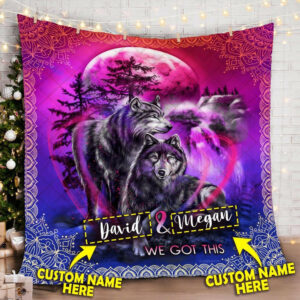 Personalized You  Me We Got This Wolf Quilt Blanket  Size Single, Twin, Full, Queen, King, Super King