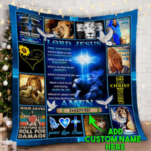Personalized Lord Jesus Quilt Blanket  Size Single, Twin, Full, Queen, King, Super King