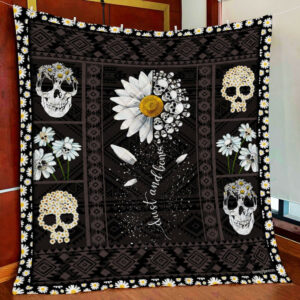 Dust And Bones Skull Daisy Quilt Blanket  Size Single, Twin, Full, Queen, King, Super King