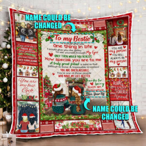 Personalized To My Bestie. My Best Friend Merry Christmas Quilt Blanket  Size Single, Twin, Full, Queen, King, Super King