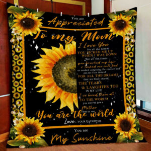 Daughter To Mom Sunflower Quilt Blanket  Size Single, Twin, Full, Queen, King, Super King