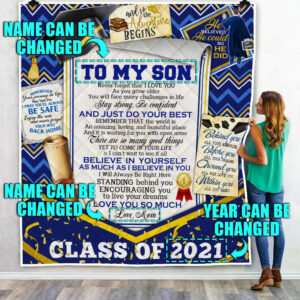 Personalized To My Son. Grandson Senior Graduation Quilt Blanket  Size Single, Twin, Full, Queen, King, Super King