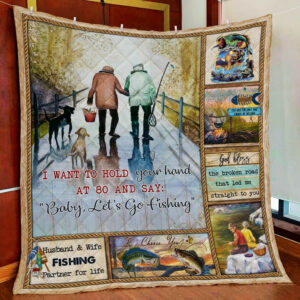 Personalized Husband And Wife Fishing Partner For Life Quilt Blanket  Size Single, Twin, Full, Queen, King, Super King