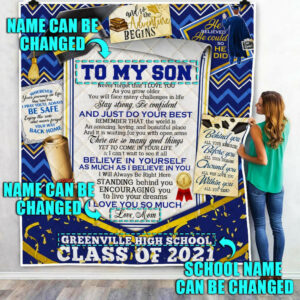 Personalized To My Son. Grandson Class Of 2021 Graduation Quilt Blanket  Size Single, Twin, Full, Queen, King, Super King