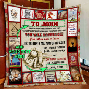 Personalized Baseball Boy Quilt Blanket  Size Single, Twin, Full, Queen, King, Super King