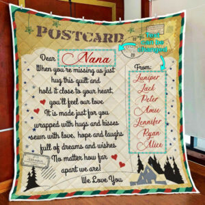 Personalized We Love You Postcard Quilt Blanket  Size Single, Twin, Full, Queen, King, Super King