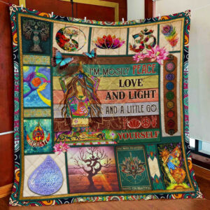 Peace Love Yoga Quilt Blanket  Size Single, Twin, Full, Queen, King, Super King