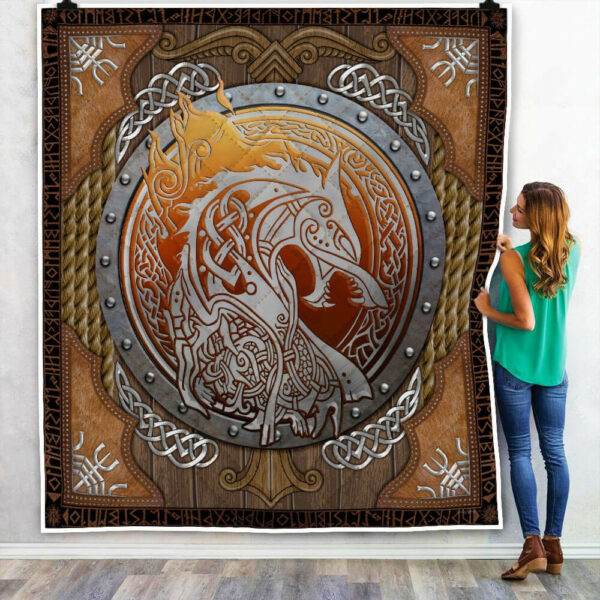 Fenrir Wolf Viking Quilt Blanket  Size Single, Twin, Full, Queen, King, Super King