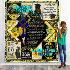 Personalized To My Daughter. Granddaughter Senior Graduation Quilt Blanket  Size Single, Twin, Full, Queen, King, Super King
