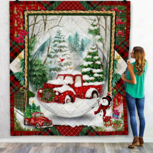Red Truck Christmas Quilt Blanket PSL853Qv1 Size Single, Twin, Full, Queen, King, Super King