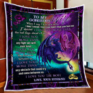 To My Wife, Dragon Couple Quilt Blanket  Size Single, Twin, Full, Queen, King, Super King