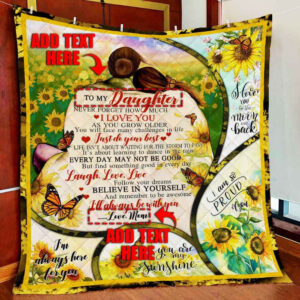 Personalized. To My Daughter. Granddaughter Sunflower Quilt Blanket  Size Single, Twin, Full, Queen, King, Super King
