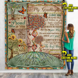 Personalized To My Granddaughter Custom Name Quilt Blanket  Size Single, Twin, Full, Queen, King, Super King