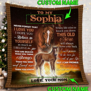 Personalized To My Daughter, This Old Horse Will Always Have Your Back Quilt Blanket  Size Single, Twin, Full, Queen, King, Super King