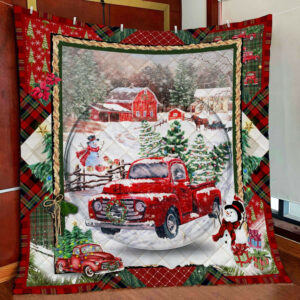 Red Truck Christmas Quilt Blanket PSL853Qv5 Size Single, Twin, Full, Queen, King, Super King