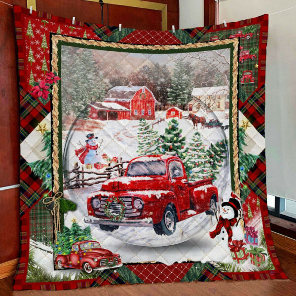Red Truck Christmas Quilt Blanket Psl853Qv5 Size Single, Twin, Full, Queen, King, Super King