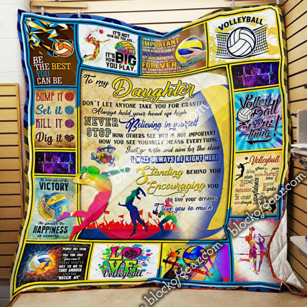 To My Daughter, Volleyball Quilt Blanket  Size Single, Twin, Full, Queen, King, Super King