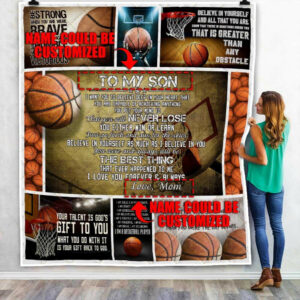 Personalized To My Boy. Basketball Quilt Blanket  Size Single, Twin, Full, Queen, King, Super King