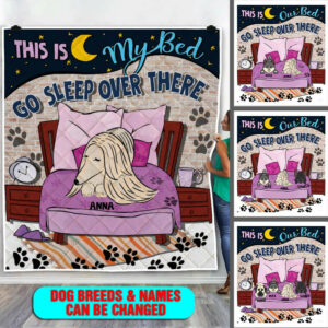 Personalized Sleeping Dogs. This Is Our Bed Quilt Blanket  Size Single, Twin, Full, Queen, King, Super King