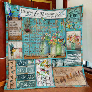 The Old Rugged Cross Hummingbird Quilt Blanket  Size Single, Twin, Full, Queen, King, Super King