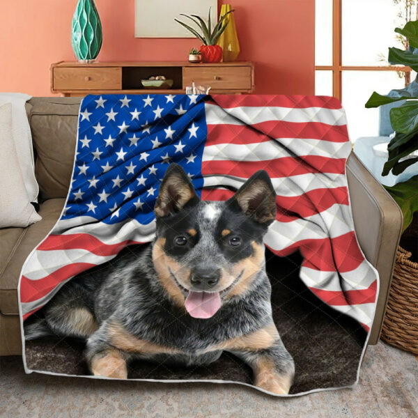 Australian Cattle Dog. Blue Heeler American Patriot Quilt Blanket Thh2903Qv20 Size Single, Twin, Full, Queen, King, Super King