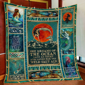 Dream About The Ocean Mermaid Quilt Blanket  Size Single, Twin, Full, Queen, King, Super King