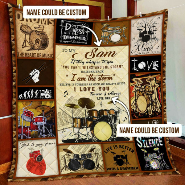 Personalized Love Drums Quilt Blanket  Size Single, Twin, Full, Queen, King, Super King