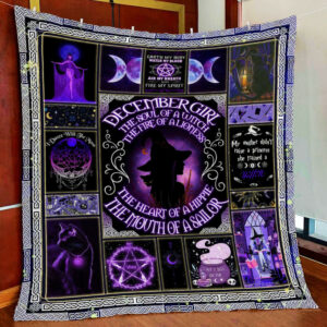 December Witch Girl Quilt Blanket  Size Single, Twin, Full, Queen, King, Super King