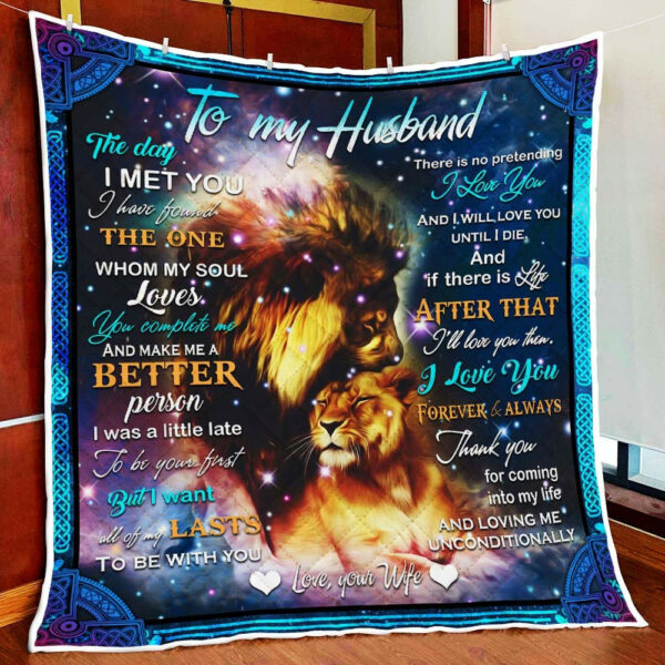 To My Husband. Lion Quilt Blanket Thh2946Q Size Single, Twin, Full, Queen, King, Super King