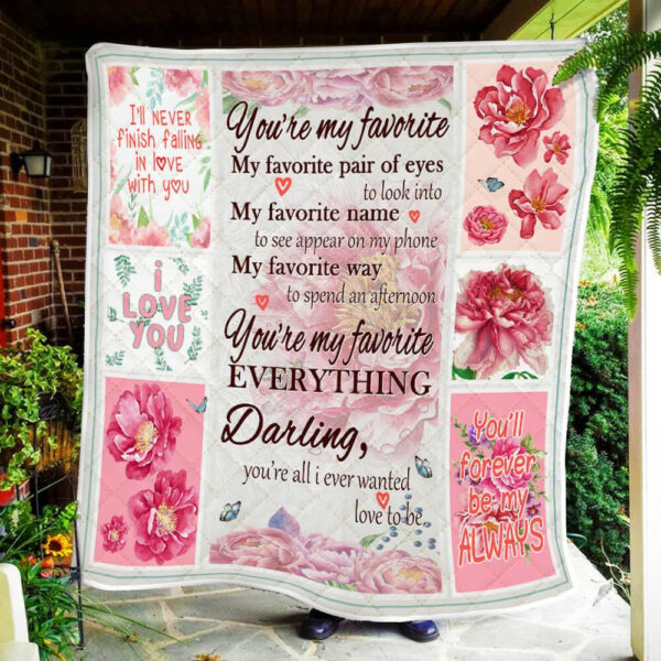 Peonies Quilt Blanket  Size Single, Twin, Full, Queen, King, Super King