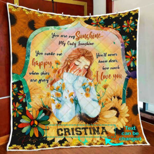 Personalized You Are My Sunshine Quilt Blanket  Size Single, Twin, Full, Queen, King, Super King