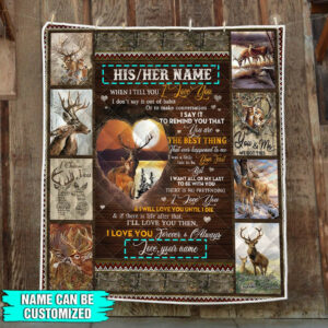 Personalized For Husband And Wife. Couple Deer Quilt Blanket THH3640QCT Size Single, Twin, Full, Queen, King, Super King