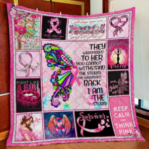 Breast Cancer Awareness. I Am The Storm Quilt Blanket  Size Single, Twin, Full, Queen, King, Super King