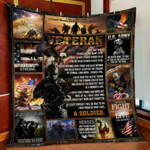 Proud The Title Veteran Quilt Blanket  Size Single, Twin, Full, Queen, King, Super King
