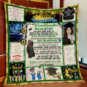 To My Granddaughter, Love Grandma. Senior 2020 Quilt Blanket-1  Size Single, Twin, Full, Queen, King, Super King