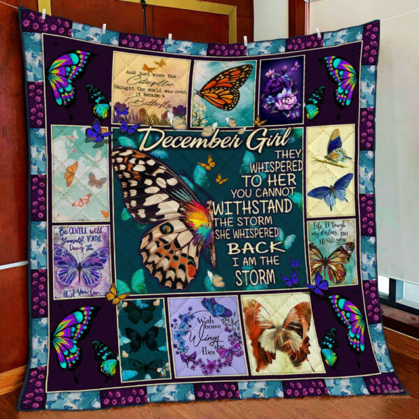 December Girl Butterfly Quilt Blanket  Size Single, Twin, Full, Queen, King, Super King