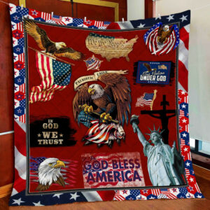 Patriotic Eagle Quilt Blanket  Size Single, Twin, Full, Queen, King, Super King