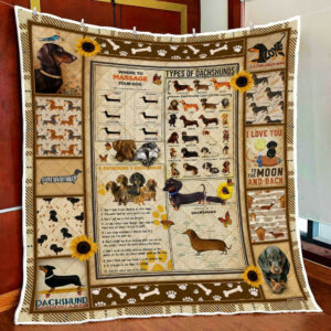 Dachshund Knowledge Quilt Blanket  Size Single, Twin, Full, Queen, King, Super King