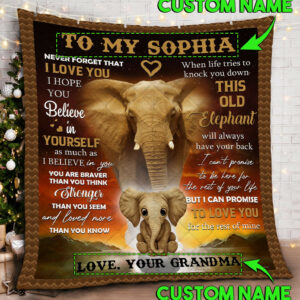 Personalized To My Granddaughter, This Old Elephant Will Always Have Your Back Quilt Blanket  Size Single, Twin, Full, Queen, King, Super King