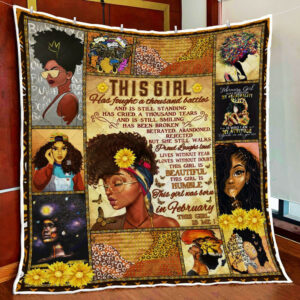 Black Queen Was Born In February Quilt Blanket  Size Single, Twin, Full, Queen, King, Super King