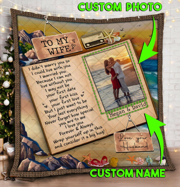 Personalized To My Wife, Beach Life Custom Image Quilt Blanket  Size Single, Twin, Full, Queen, King, Super King