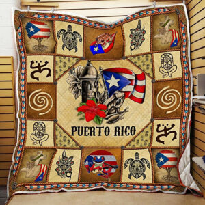 Puerto Rico Taino Symbols Quilt Blanket  Size Single, Twin, Full, Queen, King, Super King