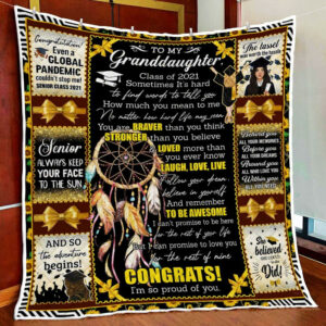 To My Granddaughter, Class Of 2021, Im So Proud Of You Quilt Blanket  Size Single, Twin, Full, Queen, King, Super King