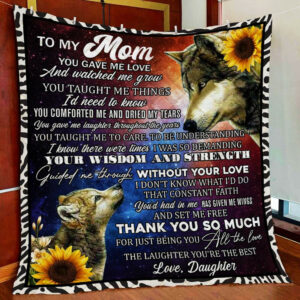 Daughter To My Mom. Wolf Quilt Blanket  Size Single, Twin, Full, Queen, King, Super King