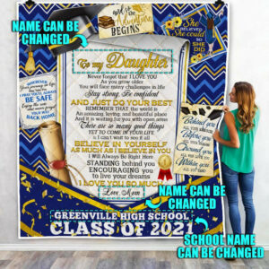 Personalized To My Daughter. Granddaughter Class Of 2021 Graduation Quilt Blanket  Size Single, Twin, Full, Queen, King, Super King